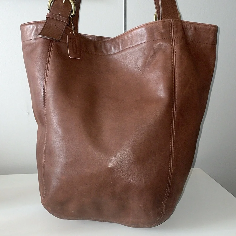 COACH VINTAGE DUFFLE SOHO XL Brown LEATHER BAG Authentication Papers - Picture 1 of 11